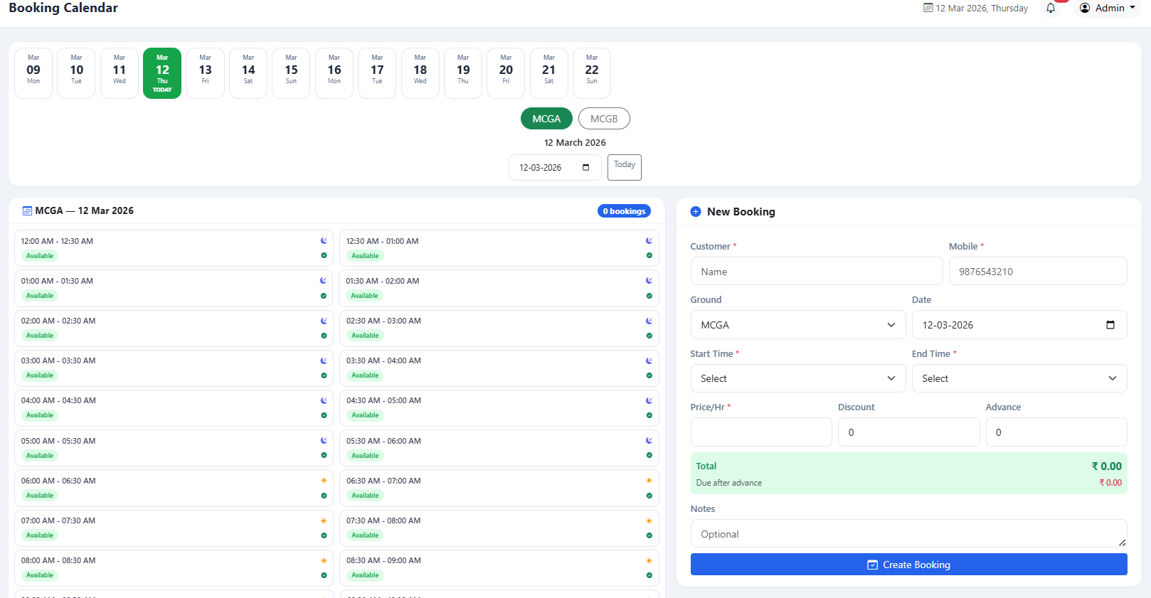 Smart Booking Calendar